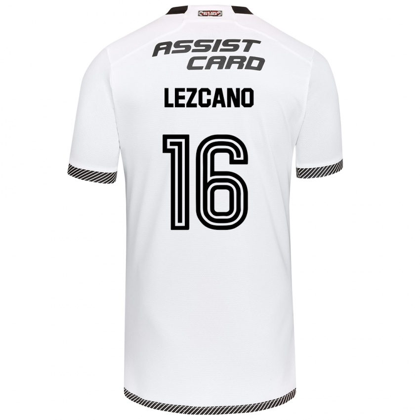 Niño Camiseta Darío Lezcano #16 Blanco Negro 1ª Equipación 2024/25 La Camisa