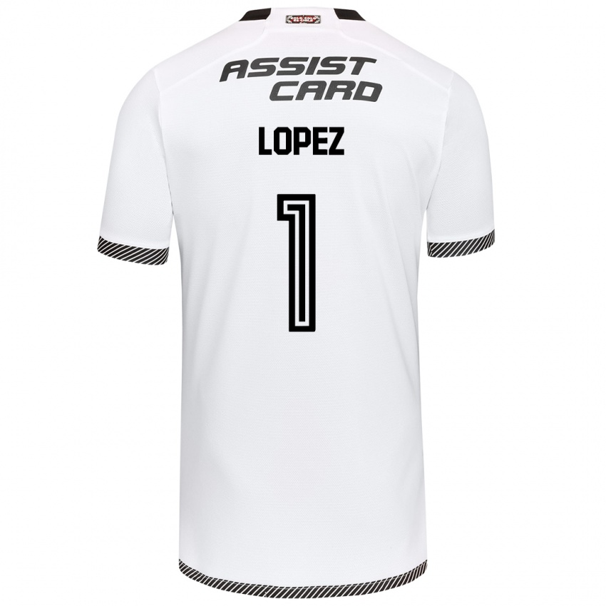 Niño Camiseta Yessenia López #1 Blanco Negro 1ª Equipación 2024/25 La Camisa