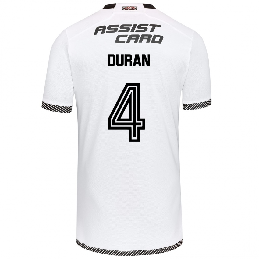 Niño Camiseta Elisa Durán #4 Blanco Negro 1ª Equipación 2024/25 La Camisa