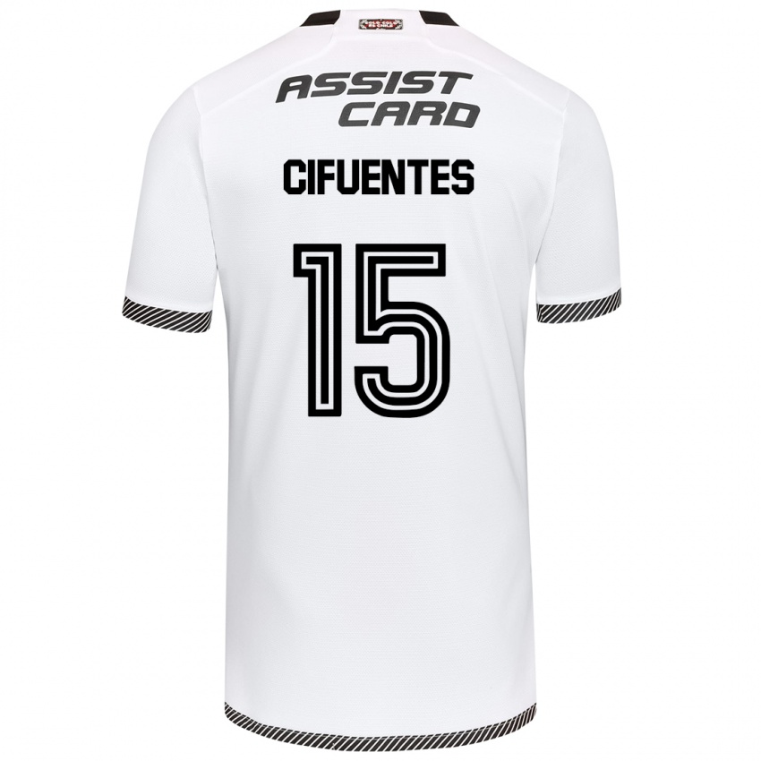 Niño Camiseta Anaís Cifuentes #15 Blanco Negro 1ª Equipación 2024/25 La Camisa