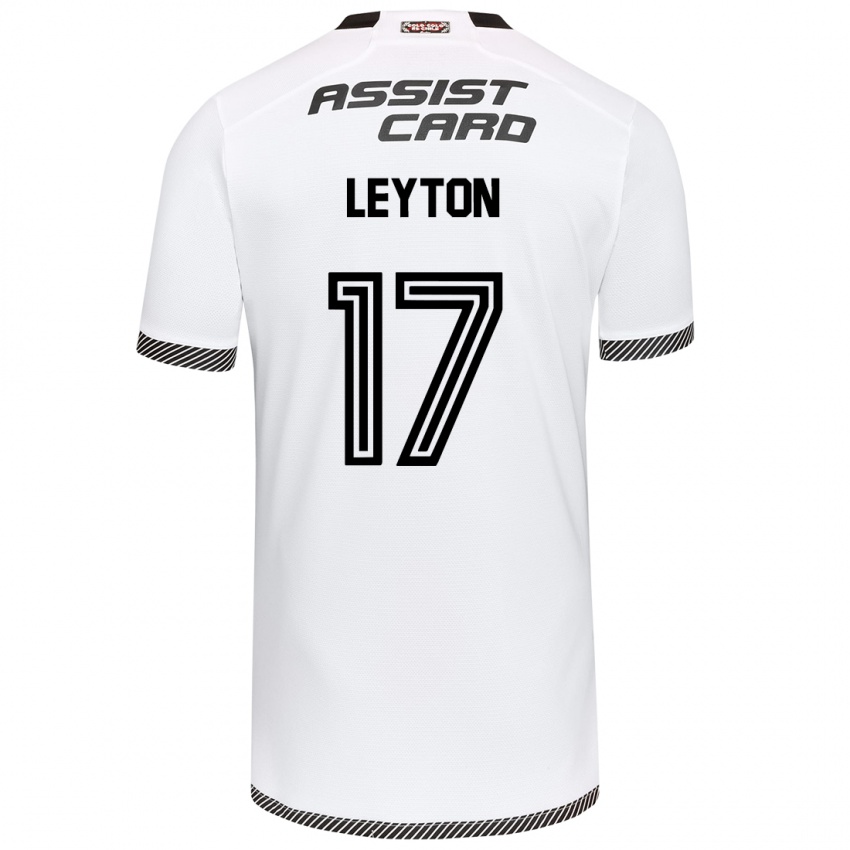 Niño Camiseta Geraldine Leyton #17 Blanco Negro 1ª Equipación 2024/25 La Camisa