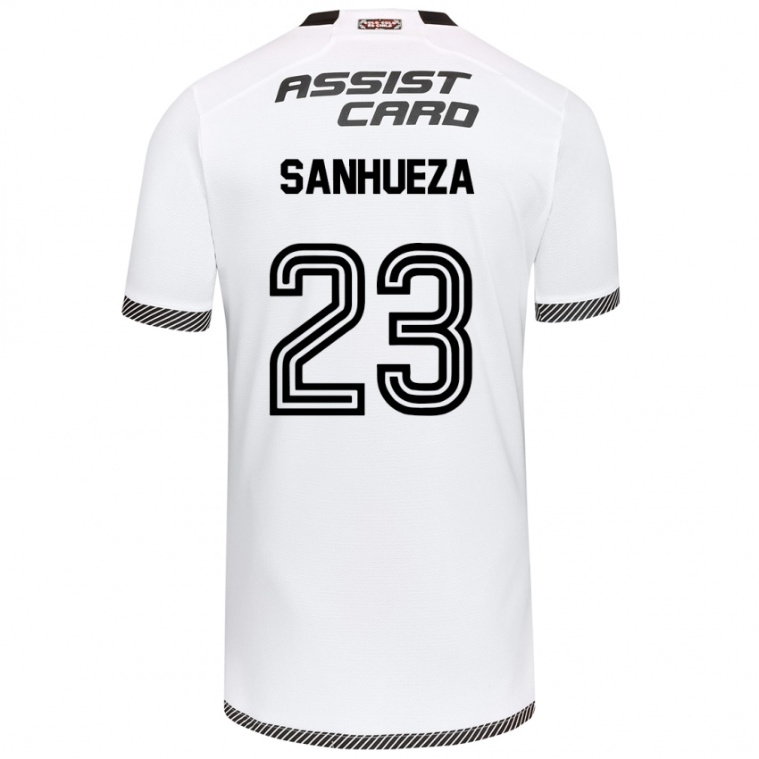 Niño Camiseta Nicol Sanhueza #23 Blanco Negro 1ª Equipación 2024/25 La Camisa