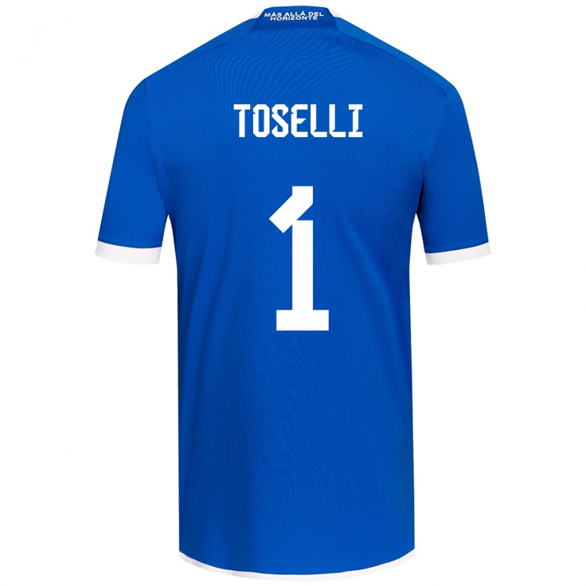 Niño Camiseta Cristopher Toselli #1 Azul Blanco 1ª Equipación 2024/25 La Camisa