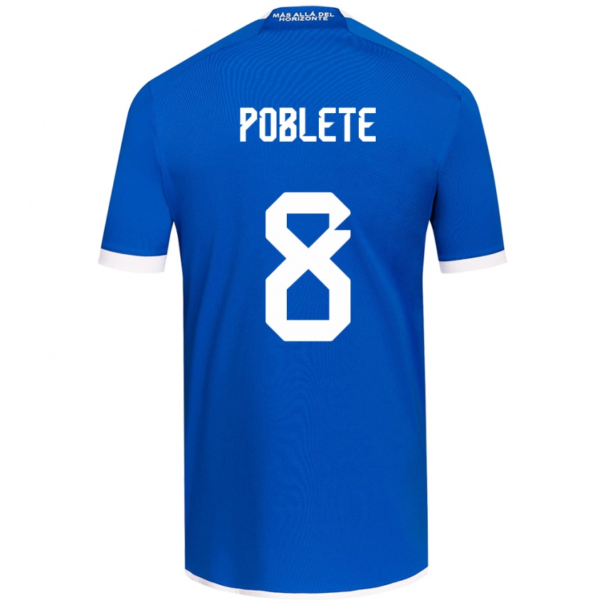 Niño Camiseta Israel Poblete #8 Azul Blanco 1ª Equipación 2024/25 La Camisa