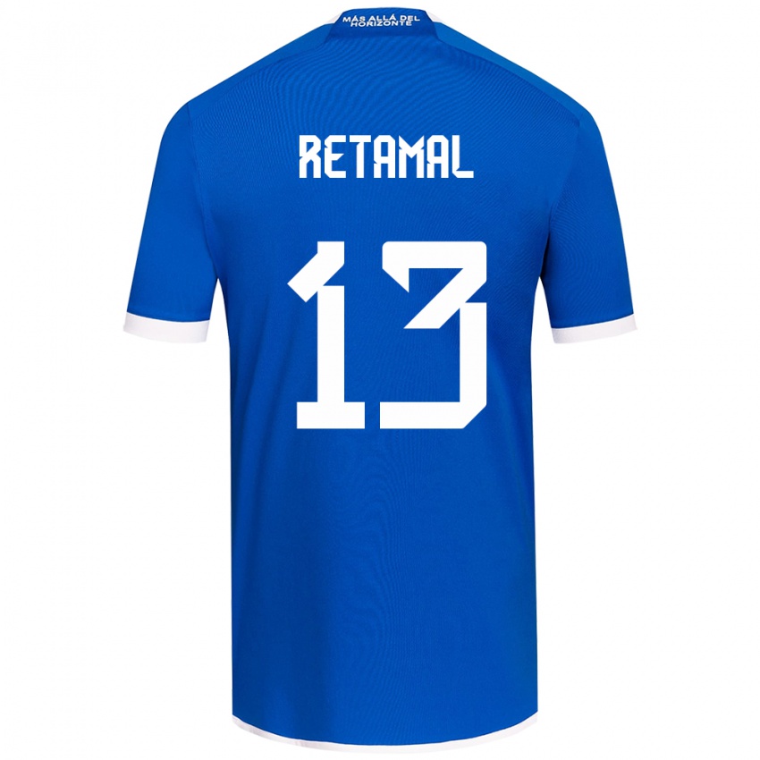 Niño Camiseta David Retamal #13 Azul Blanco 1ª Equipación 2024/25 La Camisa