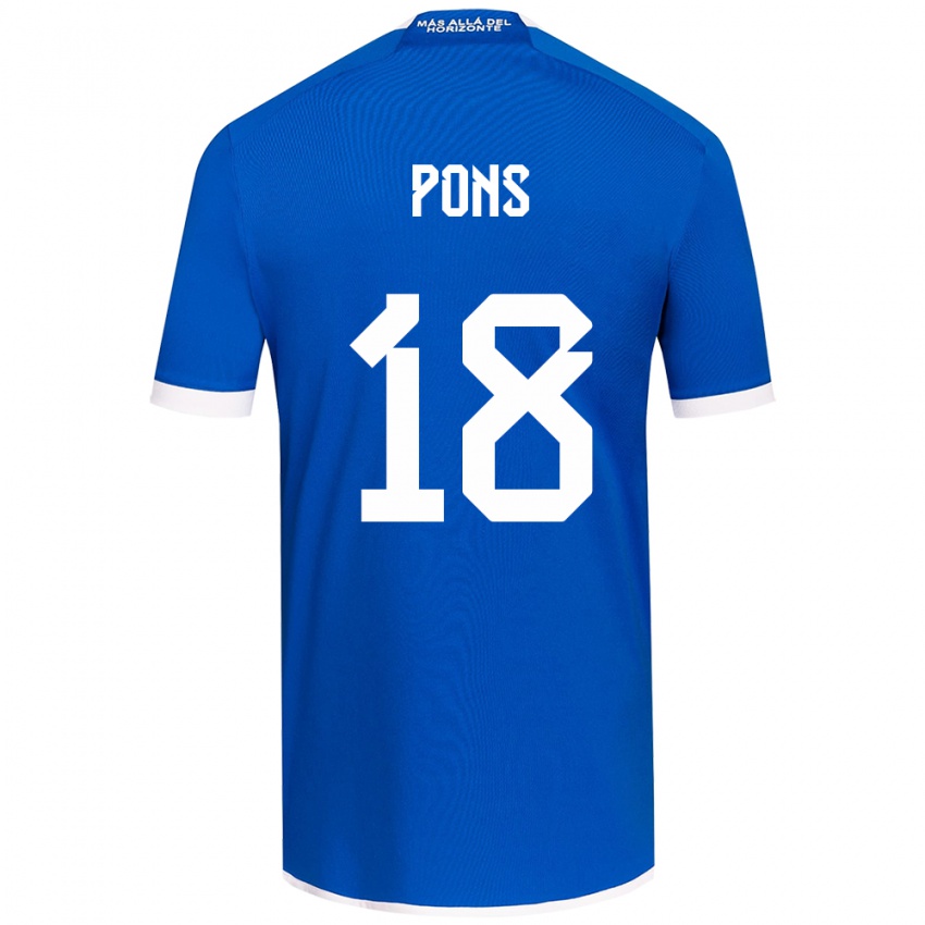 Niño Camiseta Luciano Pons #18 Azul Blanco 1ª Equipación 2024/25 La Camisa