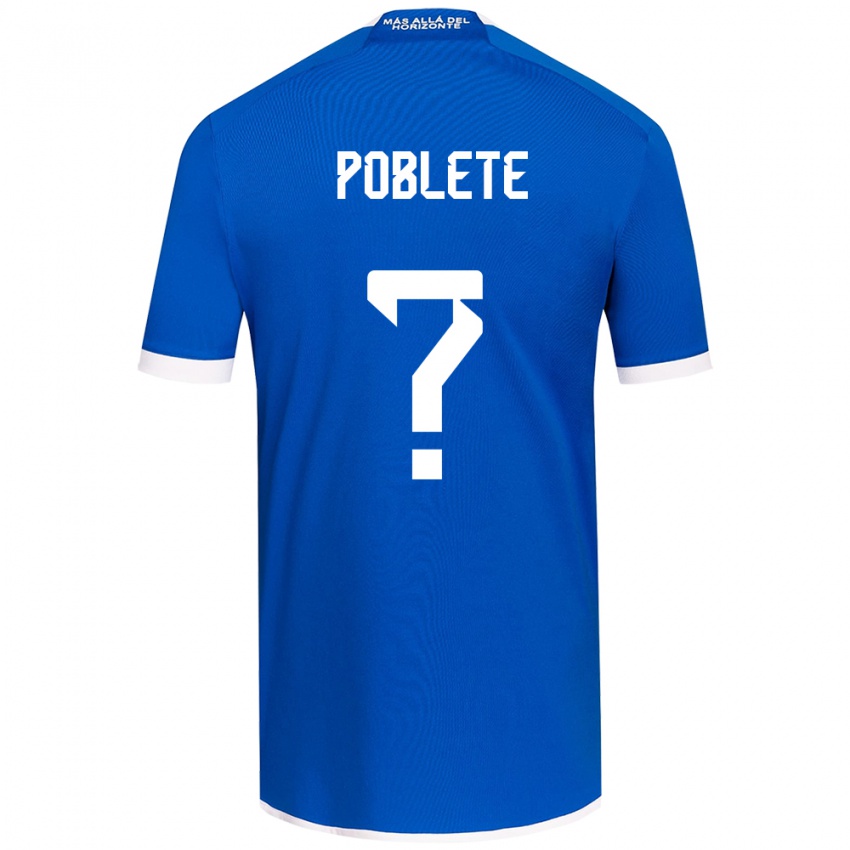 Niño Camiseta José Poblete #0 Azul Blanco 1ª Equipación 2024/25 La Camisa