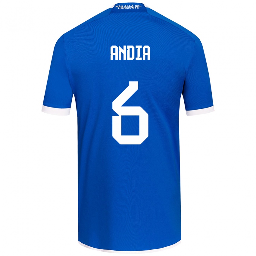 Niño Camiseta Yonathan Andía #6 Azul Blanco 1ª Equipación 2024/25 La Camisa