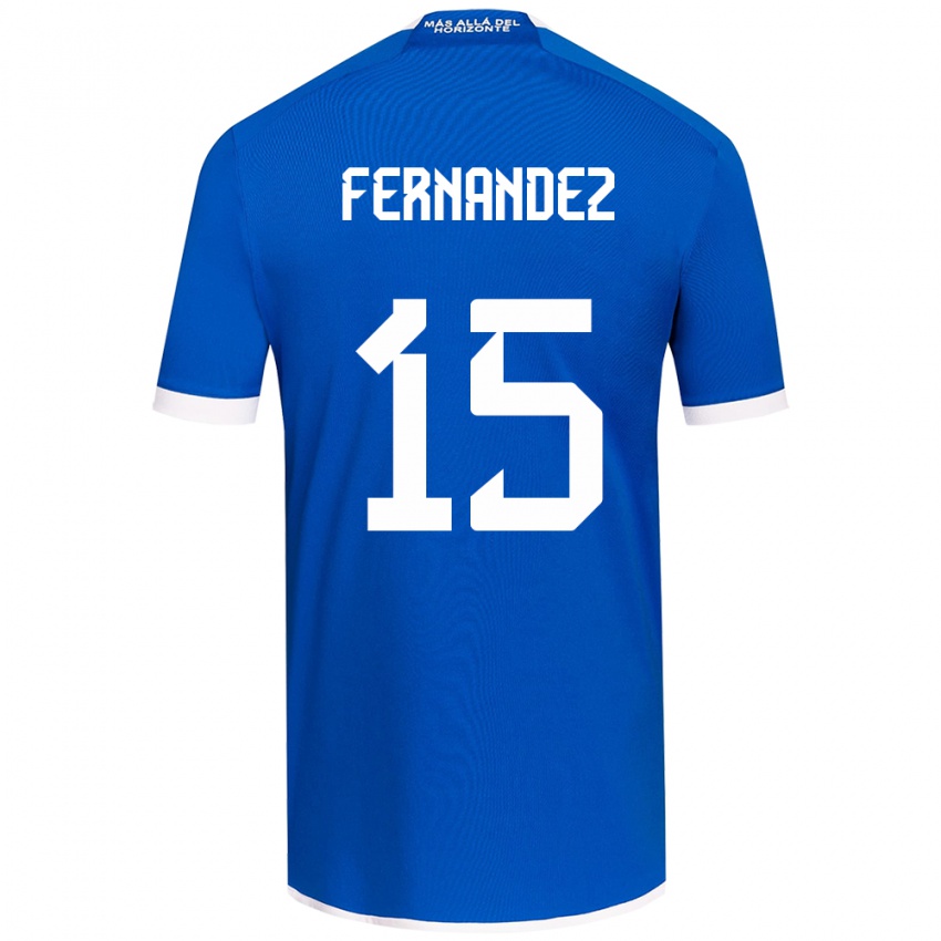 Niño Camiseta Vicente Fernández #15 Azul Blanco 1ª Equipación 2024/25 La Camisa