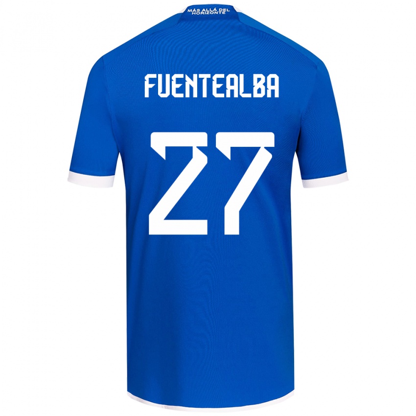 Niño Camiseta Jeison Fuentealba #27 Azul Blanco 1ª Equipación 2024/25 La Camisa