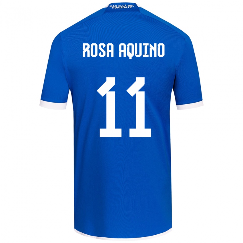 Niño Camiseta Rosa Aquino #11 Azul Blanco 1ª Equipación 2024/25 La Camisa