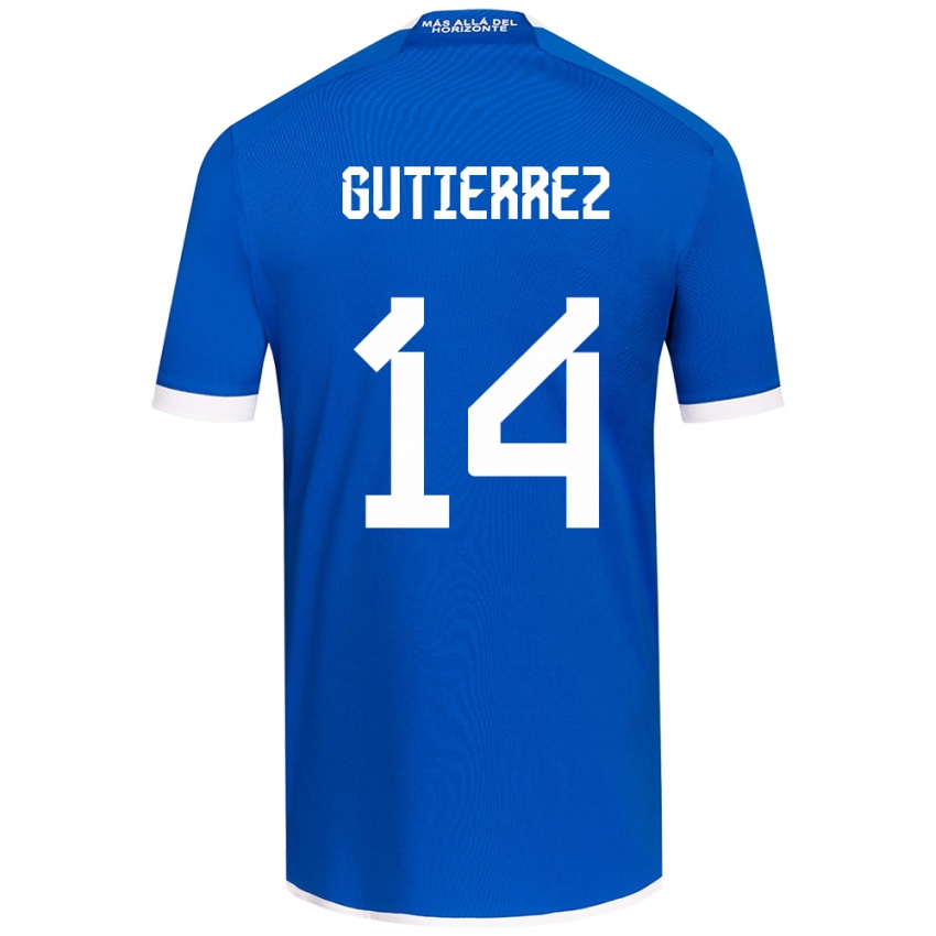 Niño Camiseta Ana Gutiérrez #14 Azul Blanco 1ª Equipación 2024/25 La Camisa