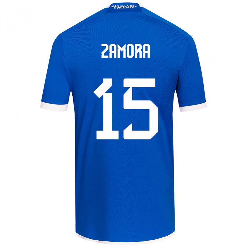 Niño Camiseta Daniela Zamora #15 Azul Blanco 1ª Equipación 2024/25 La Camisa