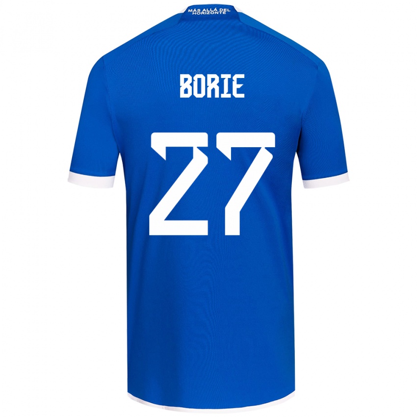 Niño Camiseta Emilie Borie #27 Azul Blanco 1ª Equipación 2024/25 La Camisa