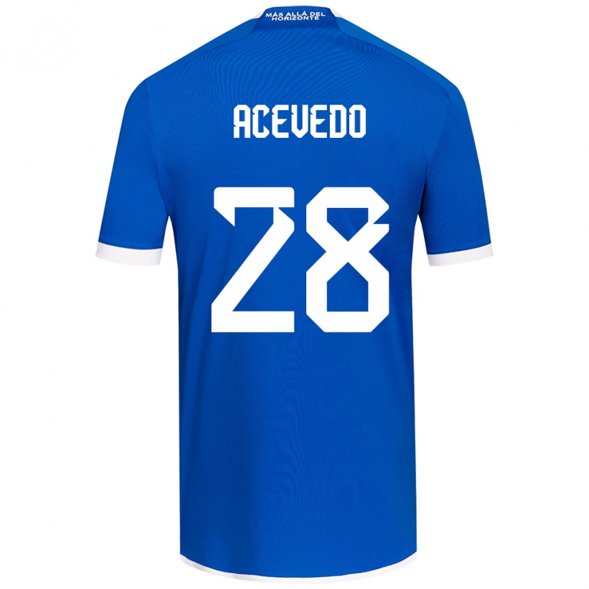 Niño Camiseta Florencia Acevedo #28 Azul Blanco 1ª Equipación 2024/25 La Camisa