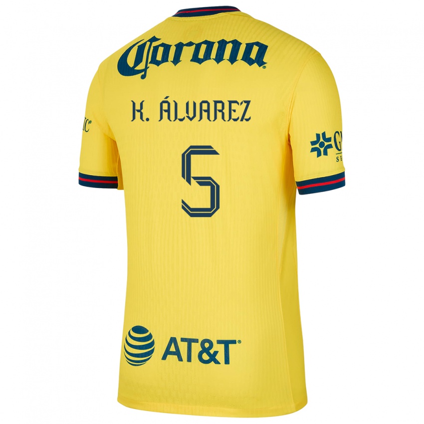 Niño Camiseta Kevin Álvarez #5 Amarillo Azul 1ª Equipación 2024/25 La Camisa