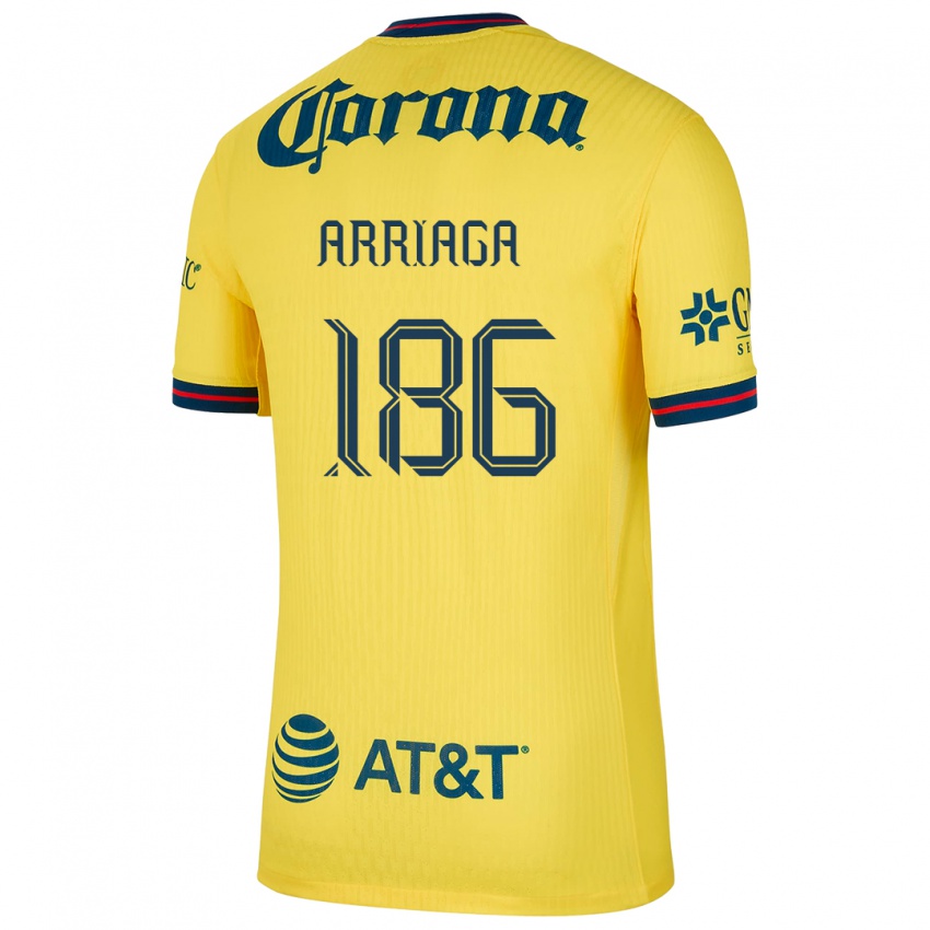 Niño Camiseta Diego Arriaga #186 Amarillo Azul 1ª Equipación 2024/25 La Camisa