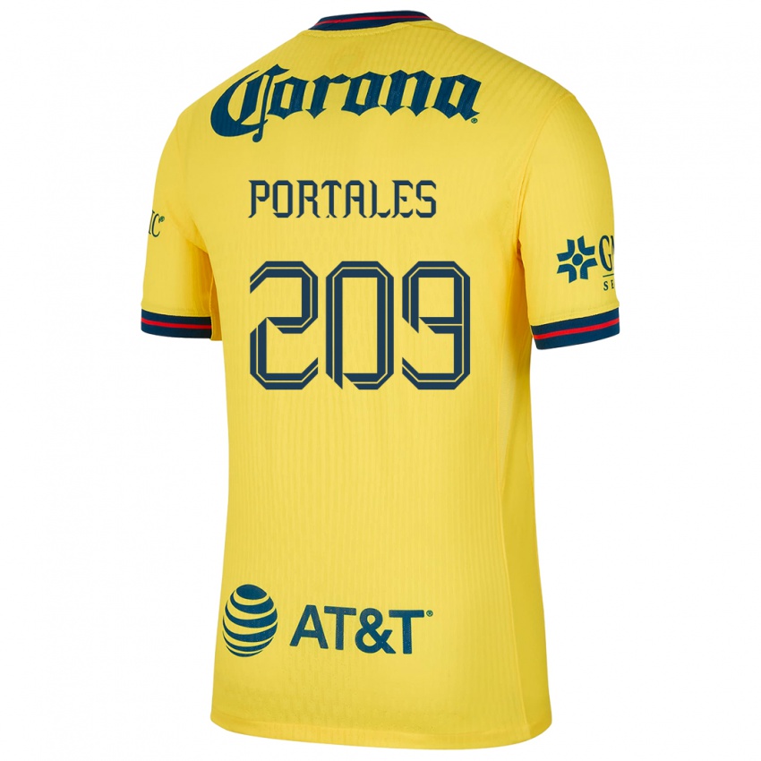 Niño Camiseta Walter Portales #209 Amarillo Azul 1ª Equipación 2024/25 La Camisa