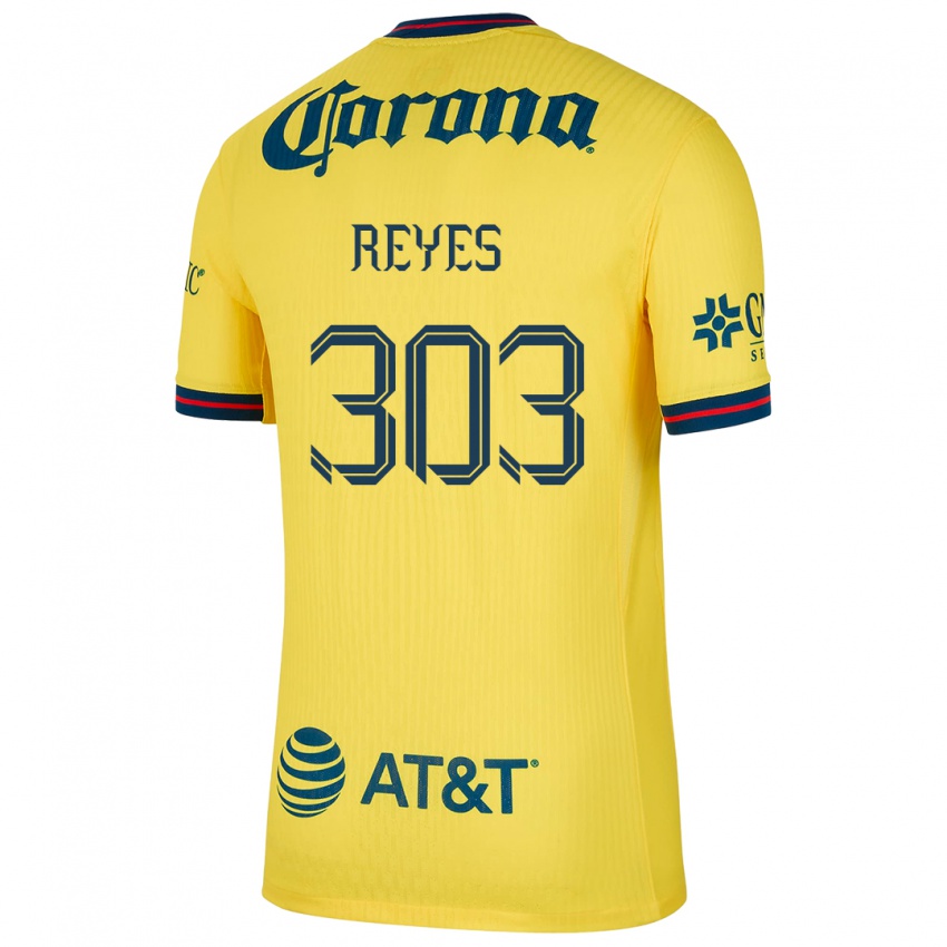 Niño Camiseta Diego Reyes #303 Amarillo Azul 1ª Equipación 2024/25 La Camisa