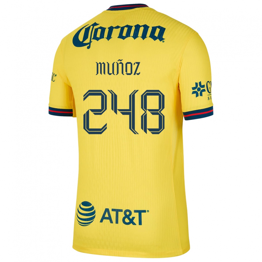 Niño Camiseta Diego Muñoz #248 Amarillo Azul 1ª Equipación 2024/25 La Camisa