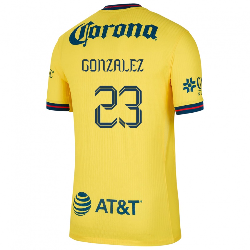 Niño Camiseta Itzel Gonzalez #23 Amarillo Azul 1ª Equipación 2024/25 La Camisa