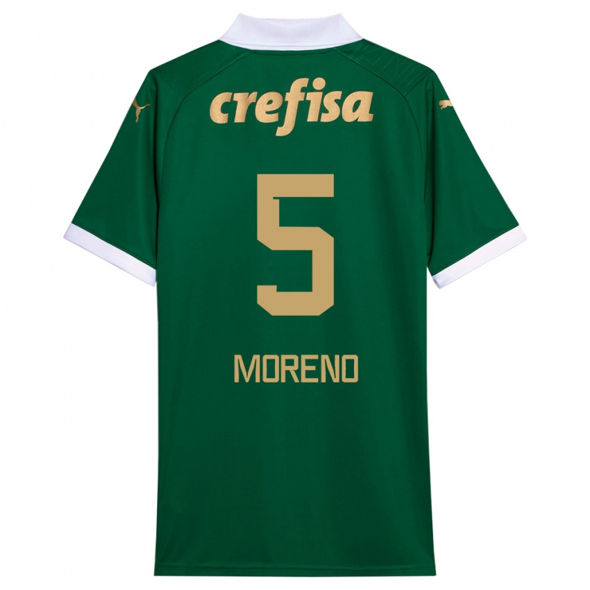 Niño Camiseta Aníbal Moreno #5 Verde Blanco 1ª Equipación 2024/25 La Camisa