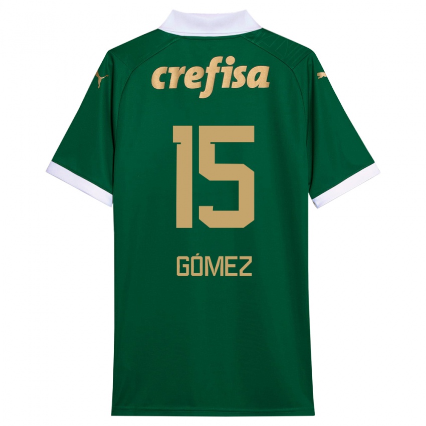 Niño Camiseta Gustavo Gomez #15 Verde Blanco 1ª Equipación 2024/25 La Camisa