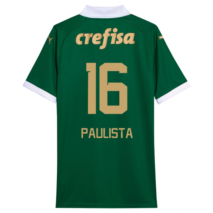 Niño Camiseta Caio Paulista #16 Verde Blanco 1ª Equipación 2024/25 La Camisa