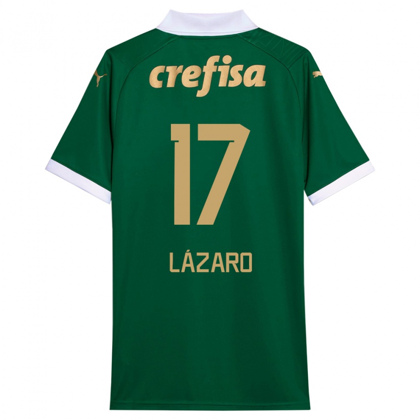 Niño Camiseta Lazaro #17 Verde Blanco 1ª Equipación 2024/25 La Camisa