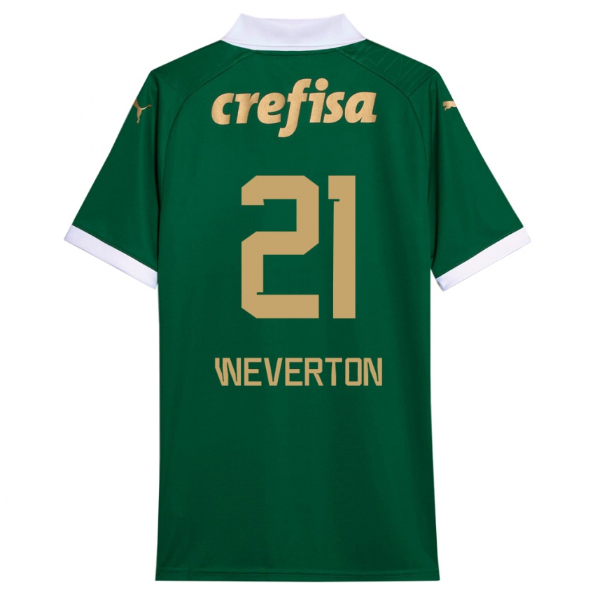 Niño Camiseta Weverton #21 Verde Blanco 1ª Equipación 2024/25 La Camisa