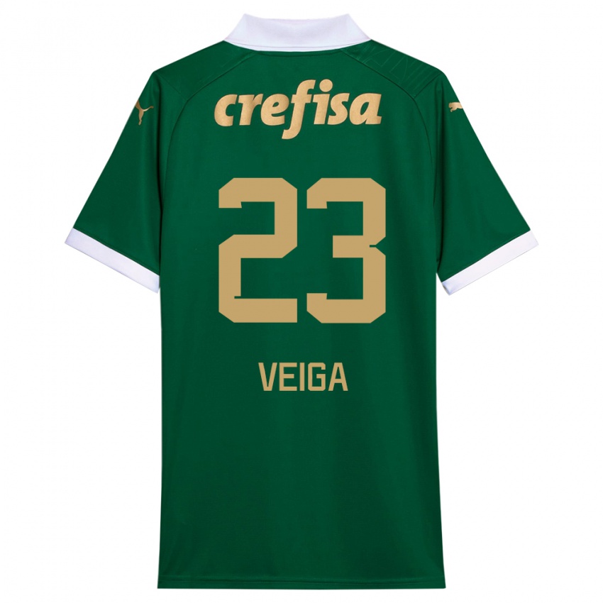 Niño Camiseta Raphael Veiga #23 Verde Blanco 1ª Equipación 2024/25 La Camisa