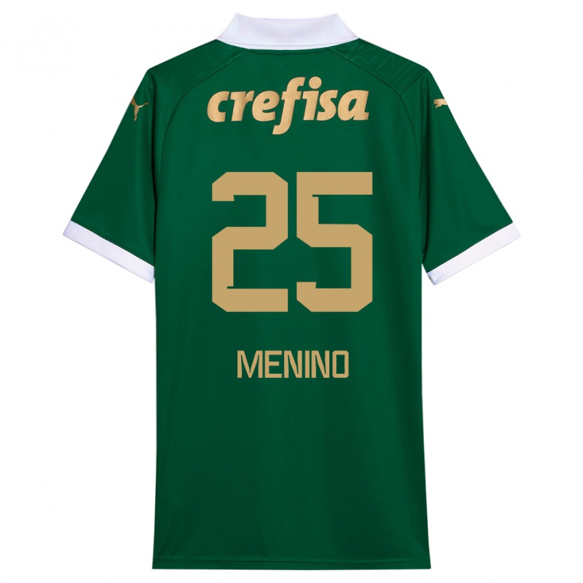 Niño Camiseta Gabriel Menino #25 Verde Blanco 1ª Equipación 2024/25 La Camisa