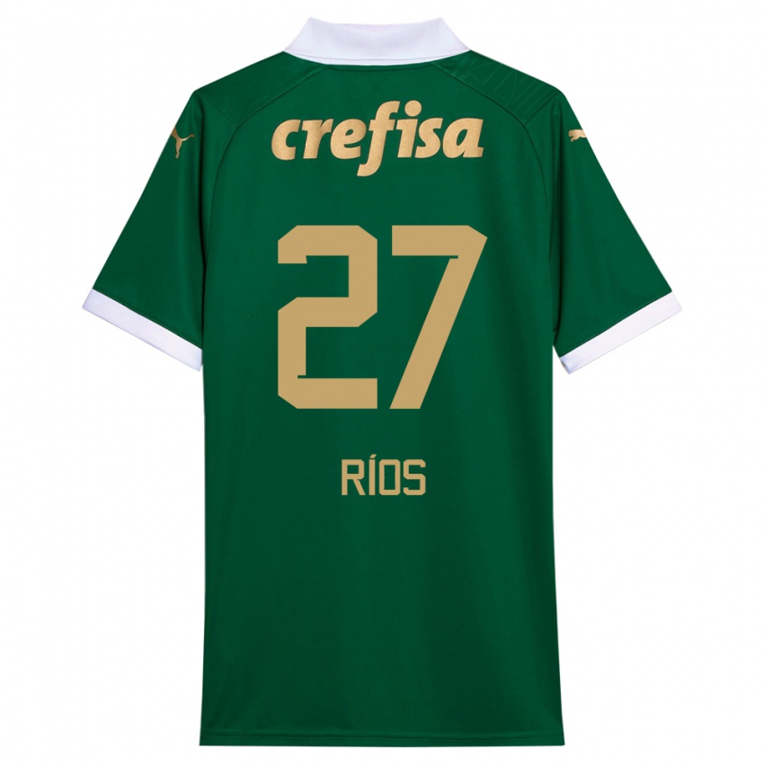 Niño Camiseta Richard Ríos #27 Verde Blanco 1ª Equipación 2024/25 La Camisa