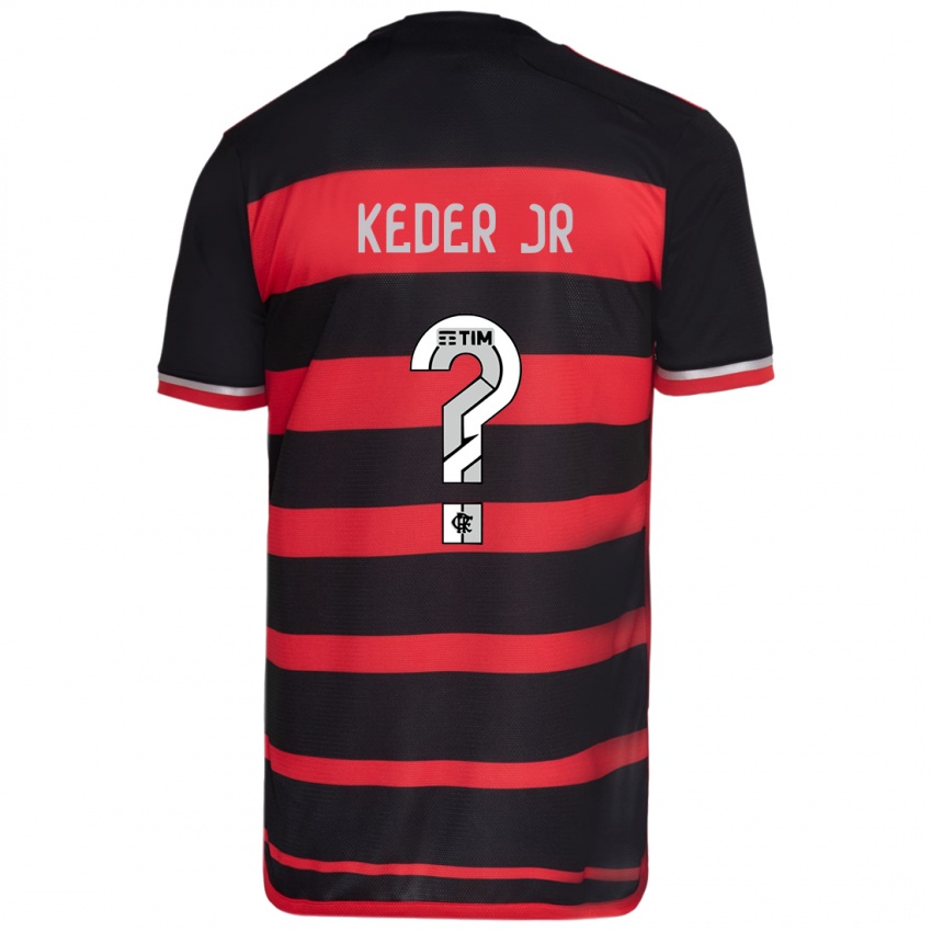 Niño Camiseta Keder Jr #0 Negro Rojo 1ª Equipación 2024/25 La Camisa