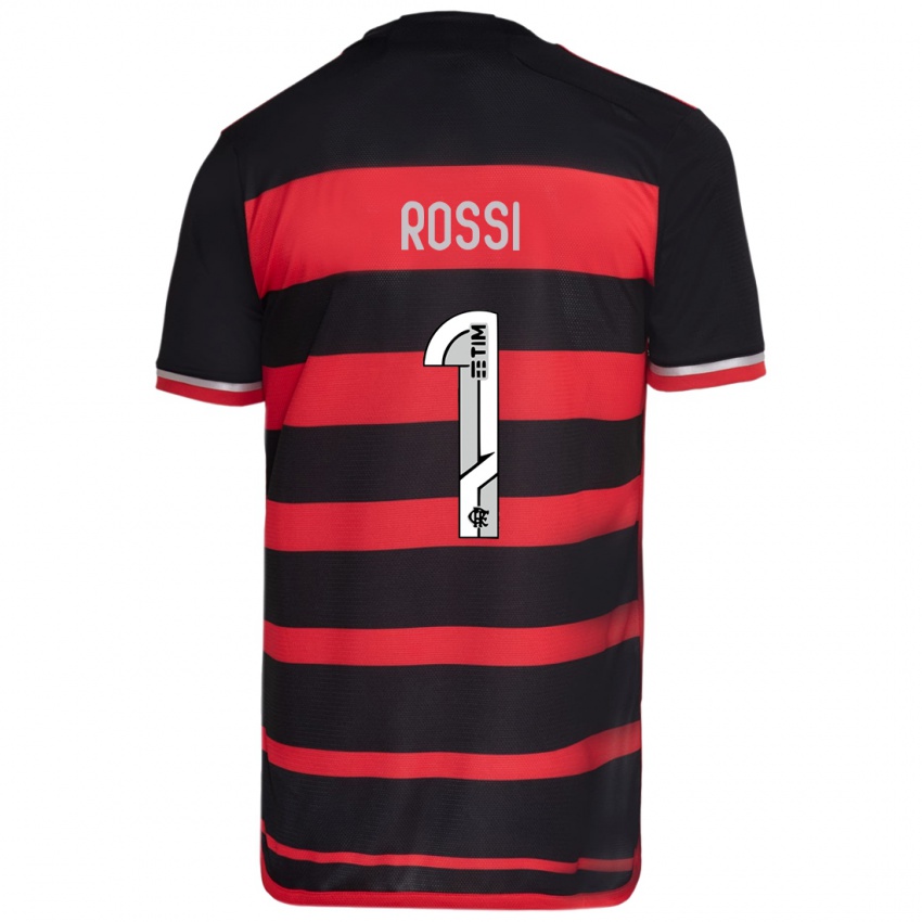 Niño Camiseta Agustin Rossi #1 Negro Rojo 1ª Equipación 2024/25 La Camisa