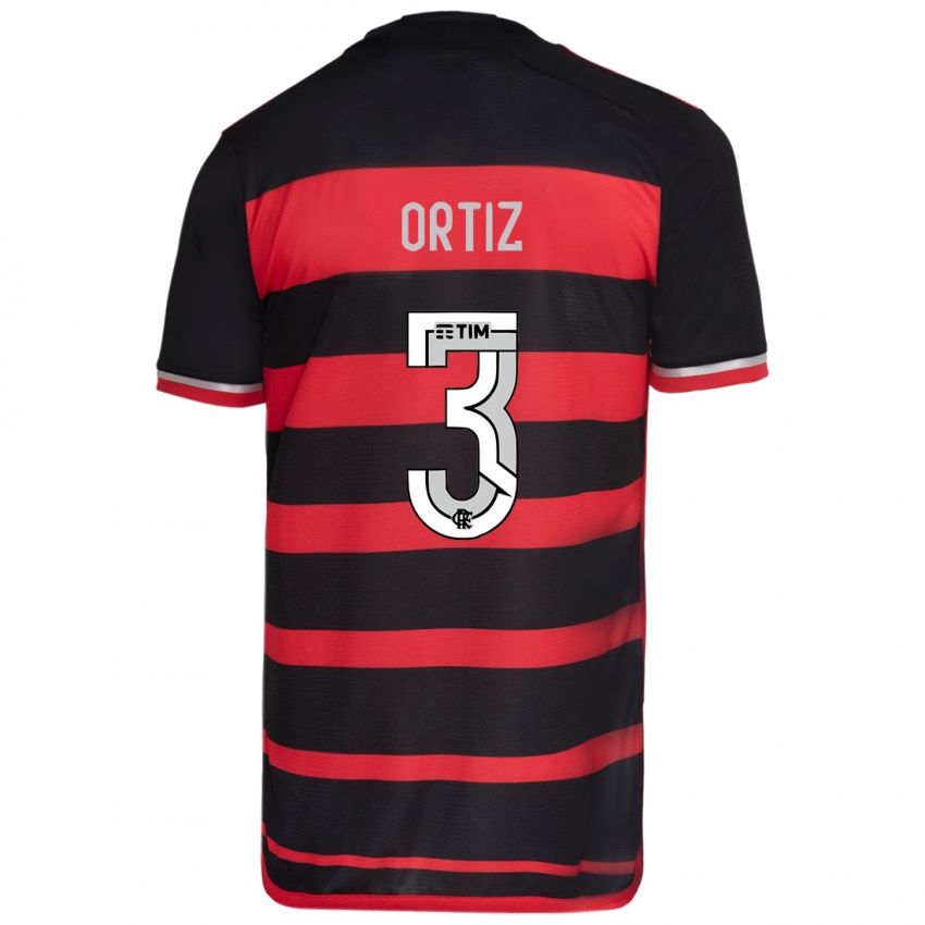 Niño Camiseta Léo Ortiz #3 Negro Rojo 1ª Equipación 2024/25 La Camisa