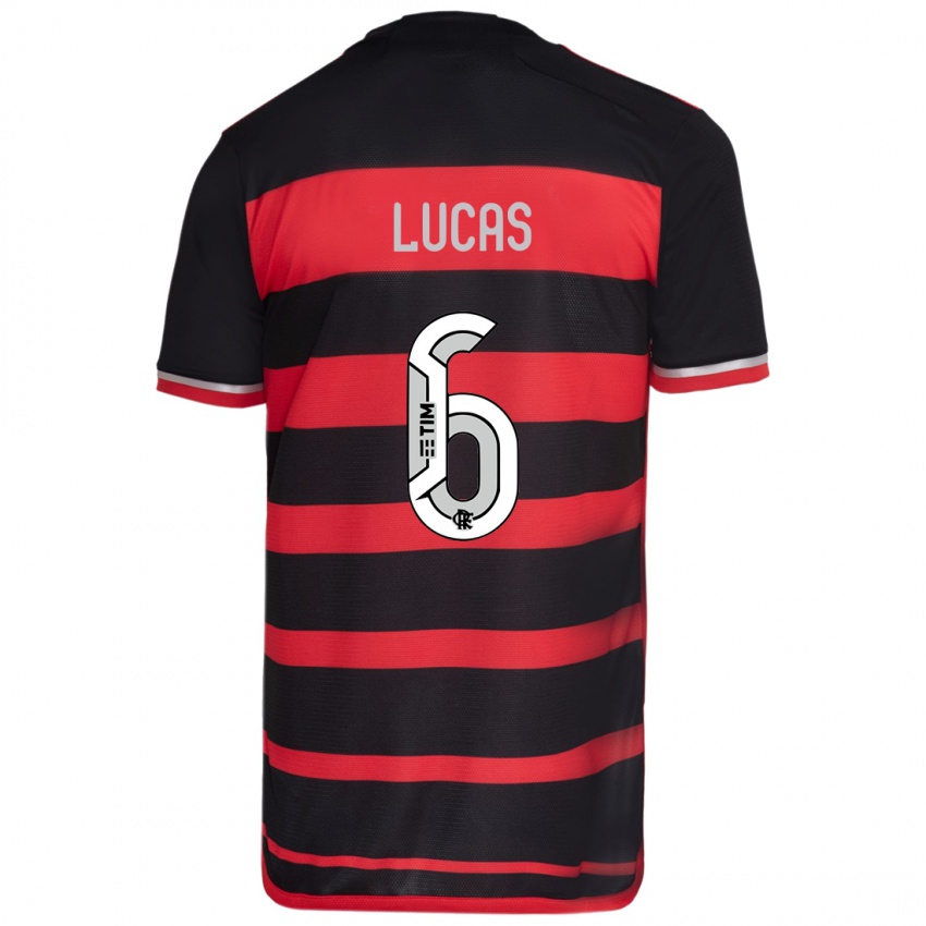 Niño Camiseta Ayrton Lucas #6 Negro Rojo 1ª Equipación 2024/25 La Camisa