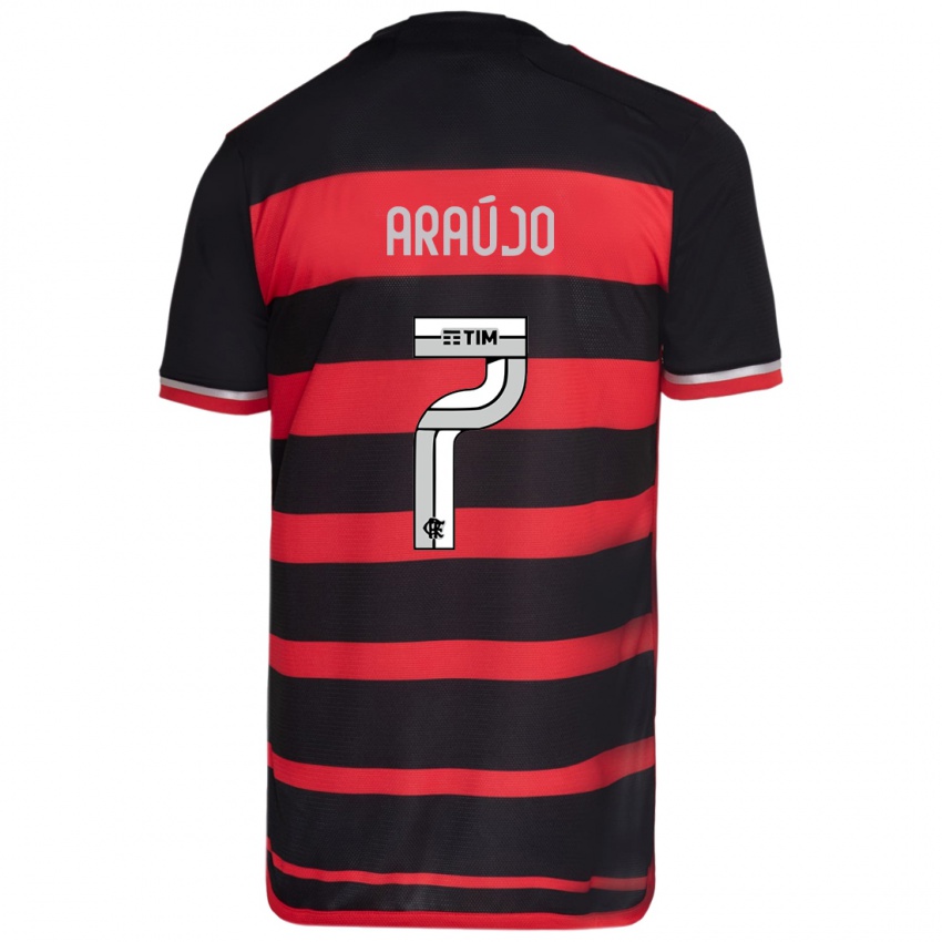 Niño Camiseta Luiz Araújo #7 Negro Rojo 1ª Equipación 2024/25 La Camisa