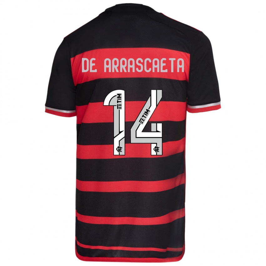 Niño Camiseta Giorgian De Arrascaeta #14 Negro Rojo 1ª Equipación 2024/25 La Camisa