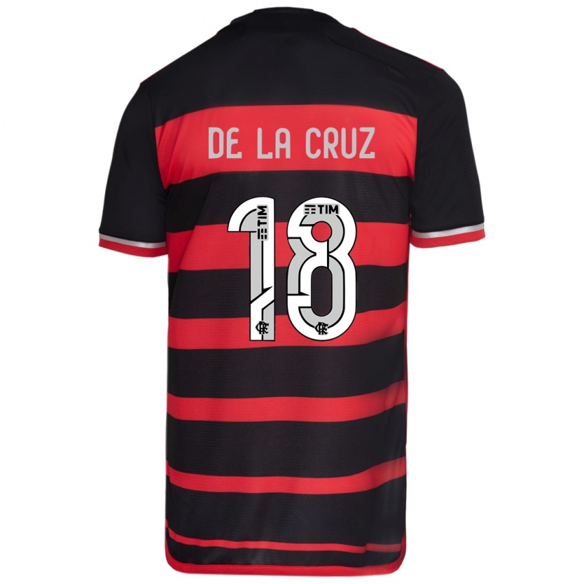 Niño Camiseta Nicolas De La Cruz #18 Negro Rojo 1ª Equipación 2024/25 La Camisa