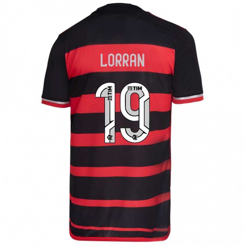 Niño Camiseta Lorran #19 Negro Rojo 1ª Equipación 2024/25 La Camisa