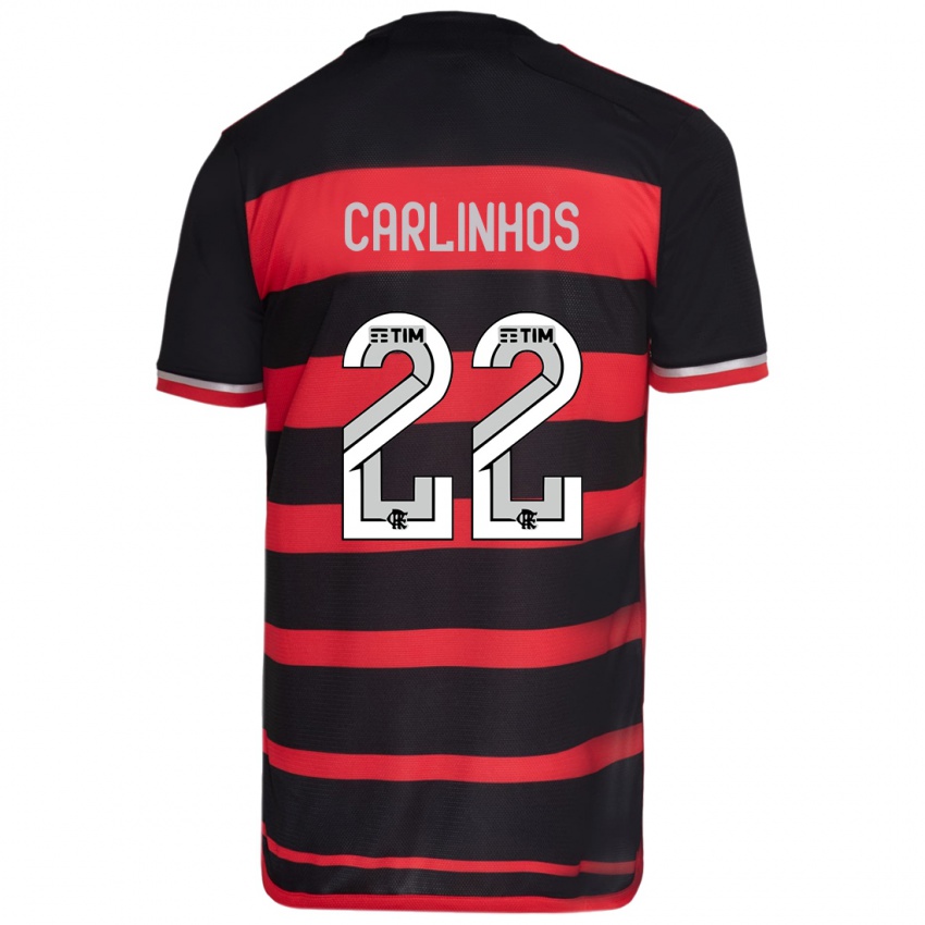 Niño Camiseta Carlinhos #22 Negro Rojo 1ª Equipación 2024/25 La Camisa