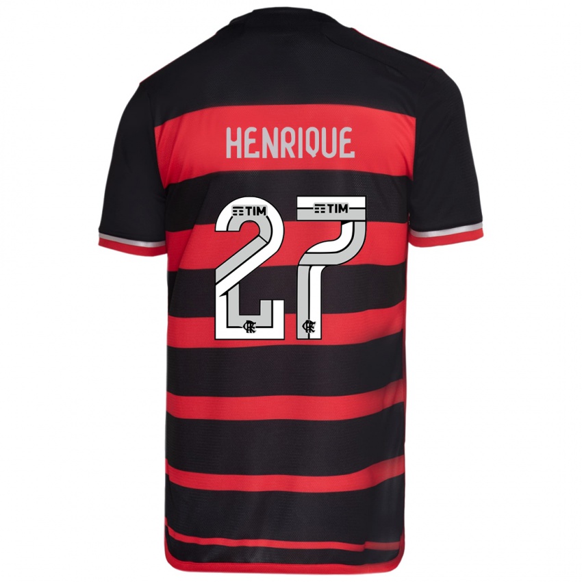 Niño Camiseta Bruno Henrique #27 Negro Rojo 1ª Equipación 2024/25 La Camisa