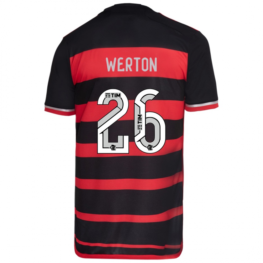 Niño Camiseta Werton #26 Negro Rojo 1ª Equipación 2024/25 La Camisa