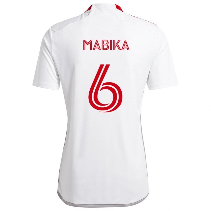 Niño Camiseta Aimé Mabika #6 Blanco Rojo 2ª Equipación 2024/25 La Camisa