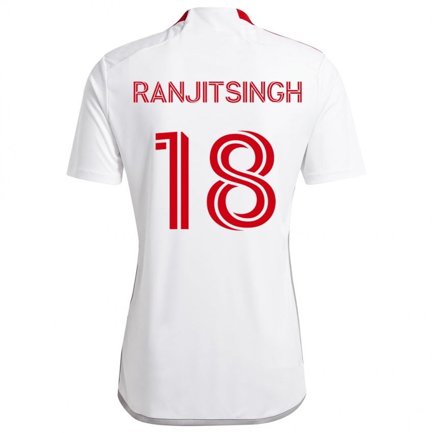 Niño Camiseta Greg Ranjitsingh #18 Blanco Rojo 2ª Equipación 2024/25 La Camisa