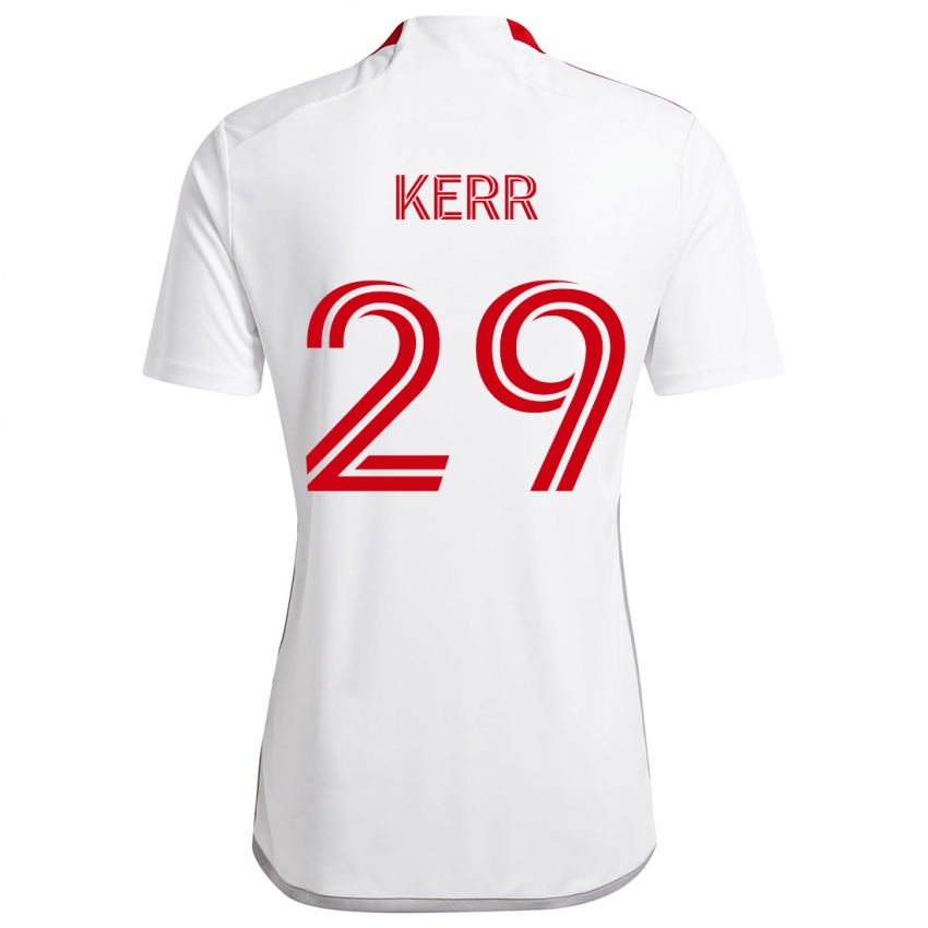 Niño Camiseta Deandre Kerr #29 Blanco Rojo 2ª Equipación 2024/25 La Camisa