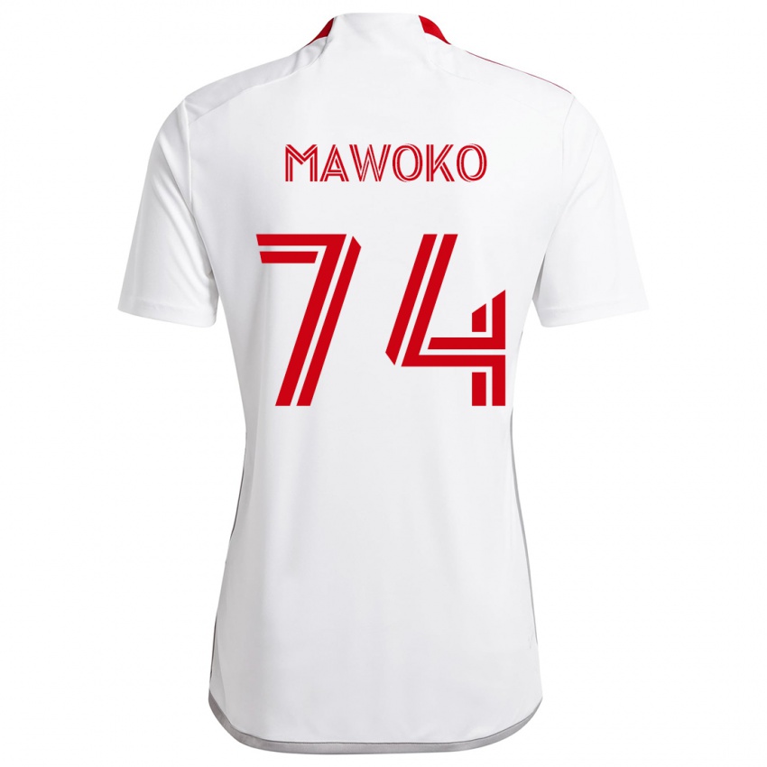 Niño Camiseta Kundai Mawoko #74 Blanco Rojo 2ª Equipación 2024/25 La Camisa