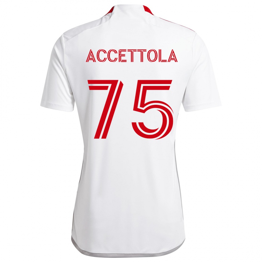 Niño Camiseta Luca Accettola #75 Blanco Rojo 2ª Equipación 2024/25 La Camisa