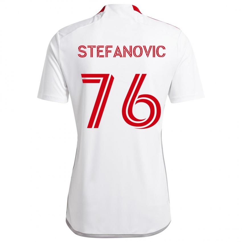 Niño Camiseta Lazar Stefanovic #76 Blanco Rojo 2ª Equipación 2024/25 La Camisa